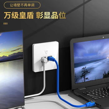 万级 六类网络面板 千兆免打网线插座二位双口 86型网络+电视家装宽带墙壁装修面板 1-14946白