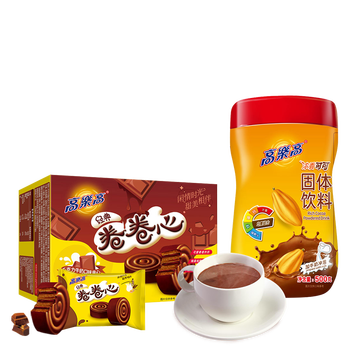 高乐高可可粉500g+卷卷心120g即食早餐办公下午茶点心