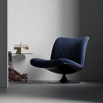 sartill)baxter意式极简磨砂布单人沙发椅设计师休闲旋转鸭嘴椅房椅子