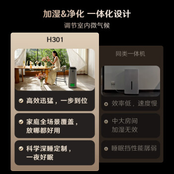 352加湿器空气净化器家用除菌甲醛吸毛消毒机2800mL/h母婴无雾加湿净化一体机家电H301