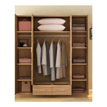 四门木质大衣橱柜简约现代木质简易经济型组装二三四门衣柜环保整体
