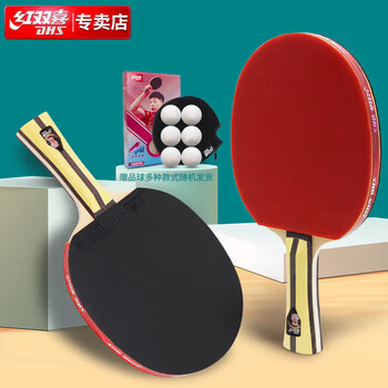 红双喜四星狂飚3四星级乒乓球拍比赛成品拍附球包乒乓球(H4星横对拍）