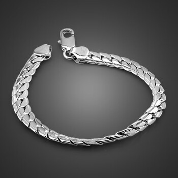 珍彬铂金手链男士925经典马鞭韩版时尚个性首饰男友礼物生日8毫米粗22