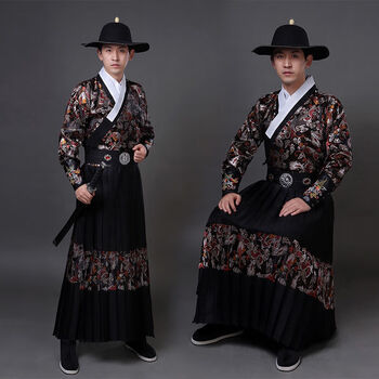 男绣春刀飞鱼服锦衣卫衣服蟒袍曳撒明朝服饰全 黑色锦衣卫 大圆帽护腕