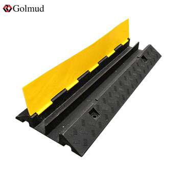 Golmud 线槽减速带 橡胶PVC电缆保护槽压线板室内外地面线槽橡胶盖线板线槽板 盖板中二槽100*35*6.5cm