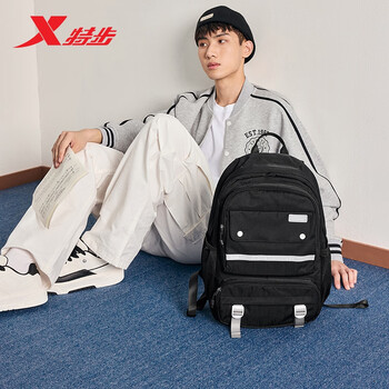 特步情侣学生户外运动时尚百搭大容量双肩包 黑 均码 特步情侣学生户外运动时尚百搭大容量双肩包 黑 均码