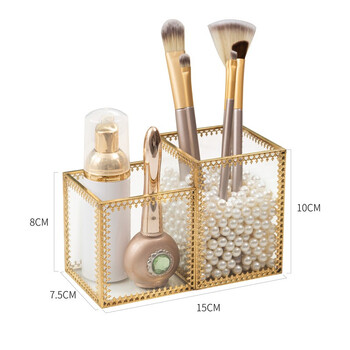 爱丽彬彬北欧ins风化妆刷子收纳桶填充珍珠玻璃美妆刷具筒简约轻奢放刷子眉笔化妆品收纳盒双格花边刷桶 带珍珠 图片价格品牌报价 京东