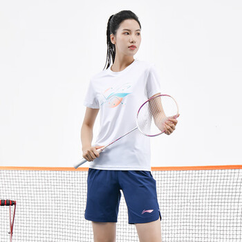 李宁乒乓球服短袖T恤透气夏季运动男女同款文化衫羽毛球服 白色 XL 