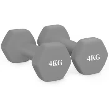 诚悦彩色浸塑哑铃男女士家庭用健身塑型器材组合套装4kg*2灰色CY-528