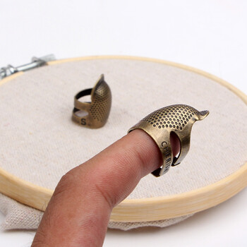 手工金属铜色结婚顶针箍 缝纫抵戒戒指器 金属护指一个(大号)