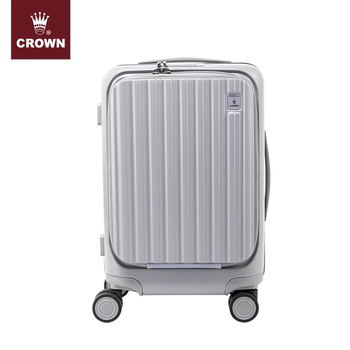 皇冠crown皇冠铝框拉链箱20寸拉杆行李箱女大容量前开盖商务旅行箱