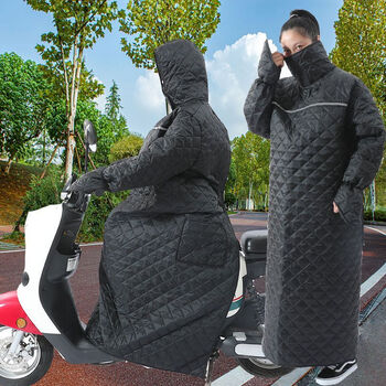 冬季电动车挡风衣骑行保暖挡风被装备加绒加厚电瓶摩10级抗风防雨反光