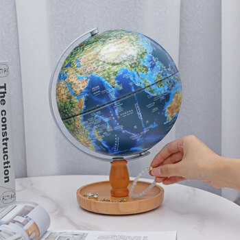 FUNGLOBE朋宸地球仪置物款海沟款学生用中英文20cm小号3d立体浮雕益智ar智能家居摆件办公室发光台灯中学生