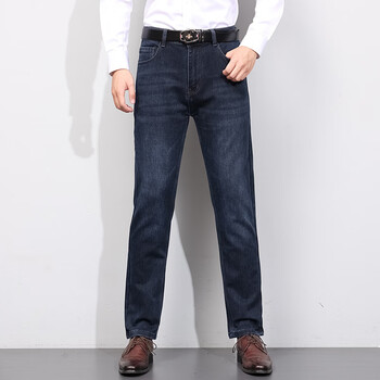优衣库牛仔裤男宽松直筒商务休闲长裤中年男士无痕长裤子秋冬加厚男裤