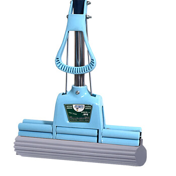 妙洁(miaojie)海绵拖把家用免手洗客厅滚轮式38cm大号不锈钢杆强力