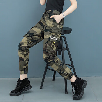 图尔米(tuer mi)工装裤女户外休闲裤束脚裤迷彩裤宽松 迷彩 22建议110