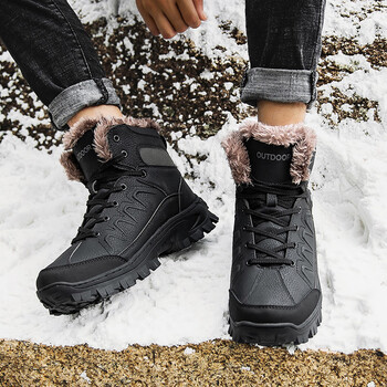 雪地靴男冬季加绒加厚户外保暖棉靴高帮防水防滑防冻