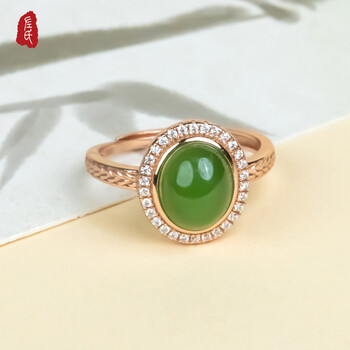 和田玉蛋面戒指价格报价行情- 京东
