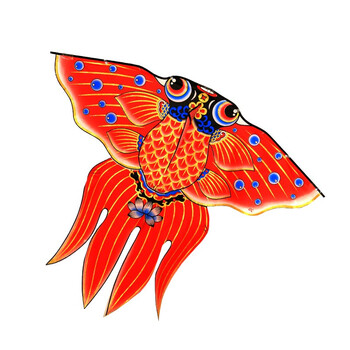 杜威克金鱼风筝潍坊微风易飞专用手持儿童大人大型 1.2m 配500米线轮