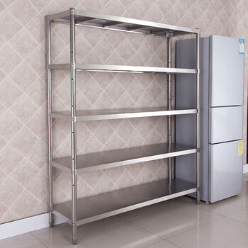 不锈钢厨房置物架落地收纳架储物架多层微波炉烤箱货架升级版高180层