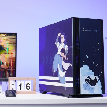 爱国者（aigo）YOGO K100 黑色 防尘降噪 宽体电脑机箱 E-ATX主板/4090显卡/360冷排/Type-C/高分子吸音棉