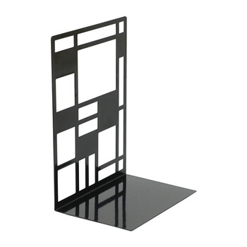 得印(befon)6.5英寸(高16.5cm)书立创意 镂空方格金属铁书立架子 书架夹书靠铁书架书夹书挡 2片/付 黑色3975