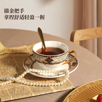 Mongdio咖啡杯套装巴洛克咖啡杯轻奢高级陶瓷杯6件套新婚礼物礼盒装