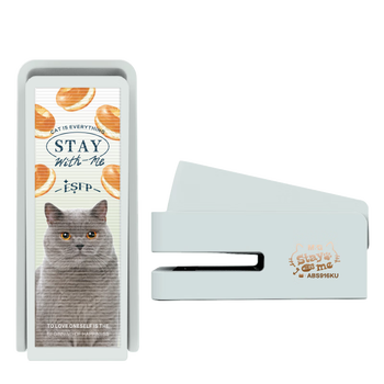 晨光（M&G）全是喵12号迷你订书机套装 20页订书器小号便携装订机送订书钉学生文具办公用品 ABS916KU 薄荷绿