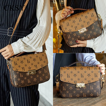 cksyck轻奢品牌法国经典印花设计真皮包包春夏季新款印花邮差包女斜挎