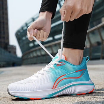 awqb中考体育鞋男夏季新款户外轻便跑步鞋大码学生网面白月桔45