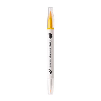 派通（Pentel ）双头柔绘笔软头手账笔学生马克笔彩绘绘画笔花体英文素材美术动漫水彩SESW30C-T122E黄色水彩笔