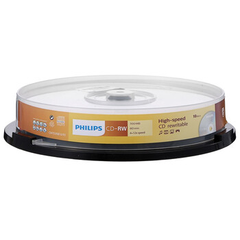 飞利浦（PHILIPS） CD-RW  可擦写空白刻录光盘光碟 可重复刻录 10片装刻录盘700M