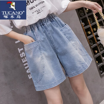 啄木鸟初中高中学生牛仔短裤女夏a字显瘦薄款ins宽松高腰小个子五分