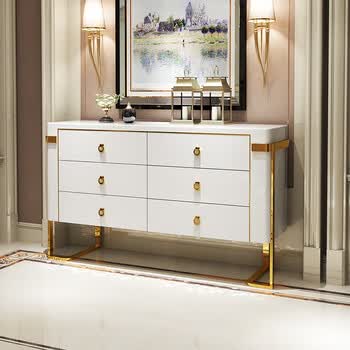 轻奢餐边柜现代简约港式后现代茶水柜客厅玄关柜走廊装饰柜 白色 1.5m