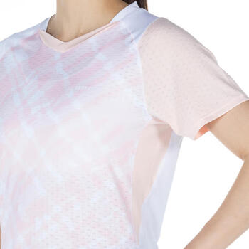 迪卡侬羽毛球服T恤女运动服成人女士-云粉色XL-4559358