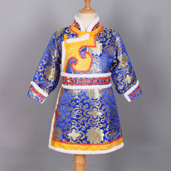 儿童蒙古袍棉服男孩蒙古族服装日常生活装民族蒙古演出舞蹈服  定制