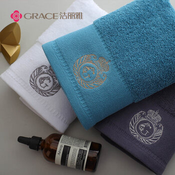 洁丽雅（Grace）五星级酒店大毛巾2条纯棉家用加大加厚吸水长绒棉洗脸面巾180G/条