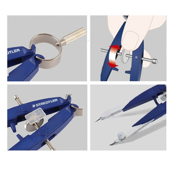 施德楼（STAEDTLER）中车圆规 精准锁距工程绘图工具套装 金属机械制图学生考试用铅芯款圆规-粉紫色55600-N2