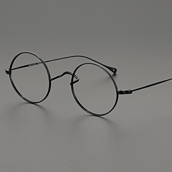 日本手造超轻纯钛小圆框眼镜架男无鼻托复古文艺眼镜框女配高度数