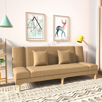 ORAKIG多功能可折叠沙发床两用客厅沙发小户型布艺沙发简易双人三人沙发出租屋1.5米1.8米沙发 卡其色 双人座【1.2米】