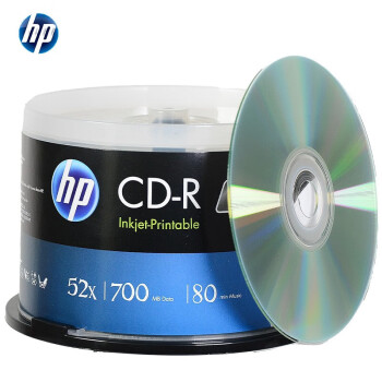 惠普（HP）CD-R可打印 光盘/刻录盘 空白光盘 52速700MB 桶装50片