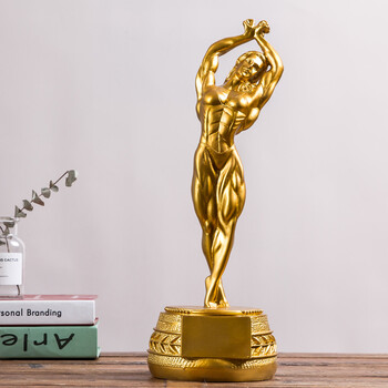 霏皖健身摆件 拳王肌肉男健美先生体操小人健身比赛奖杯大力士雕 b款