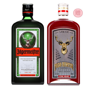 野格jagermeister德国进口洋酒利口酒力娇酒700ml野格蔓越莓双支装