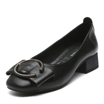 粗跟单鞋女春季新款软底浅口女鞋中年通勤舒适休闲套脚妈妈鞋fgacct