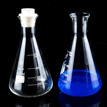 海斯迪克 高硼硅玻璃三角烧瓶耐高温平底锥形瓶 直口500ml HKCL-853