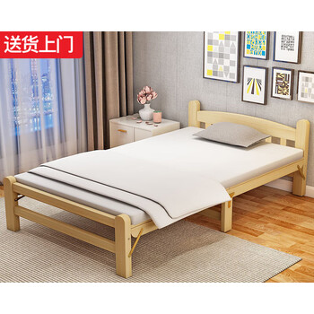 同宿木板床12米x2米出租屋床折叠床实木90cm单人床办公室午休床家用1a