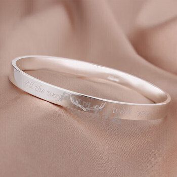 老凤祥银手镯女999足银一鹿有你年轻时尚简约闭口实心足银镯子 内径