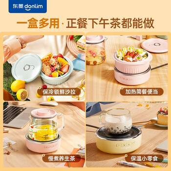 东菱（Donlim） 桌面能量盒 多功能电热饭盒养生壶 加热饭盒免注水 迷你煮茶器 薄荷绿 DL-1223
