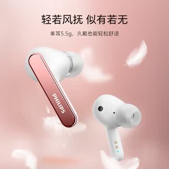 飞利浦（PHILIPS）真无线降噪蓝牙耳机T5506 主动降噪无线运动耳机 适用苹果华为手机 白 