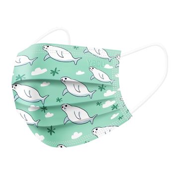 袋鼠医生 外科口罩一次性防护三层海洋系列印花口罩 海豹款(10支/袋)